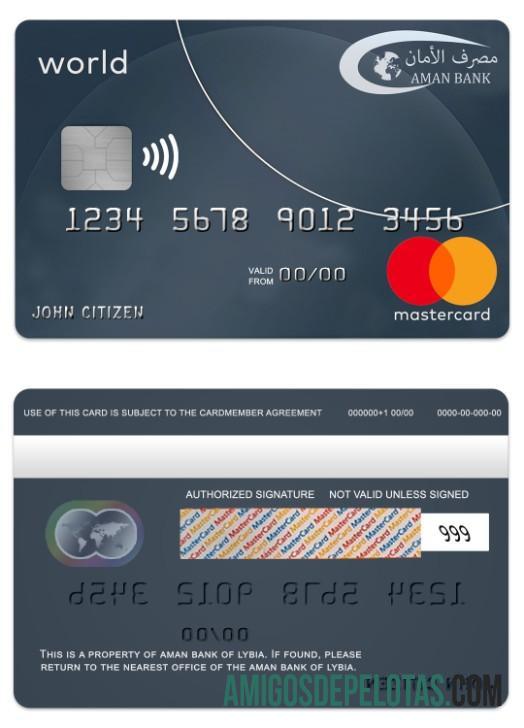 Libya Aman Bank Mastercard World Card example